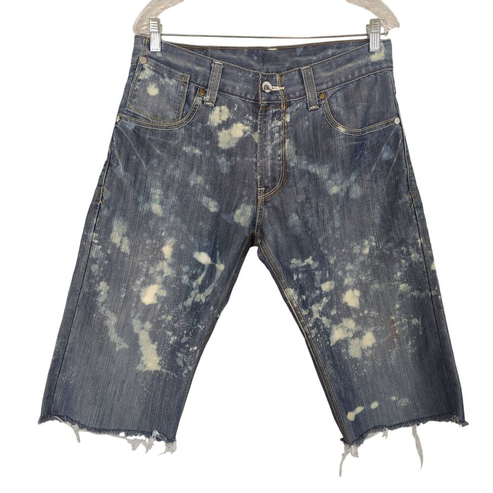 Levi's Men's bleach splashed cut off‎ raw hem Denim 514 Shorts size 33